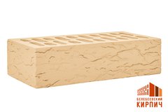 Одинарный рифленый "Рустик" облицовочный кирпич М-150 Имбирь